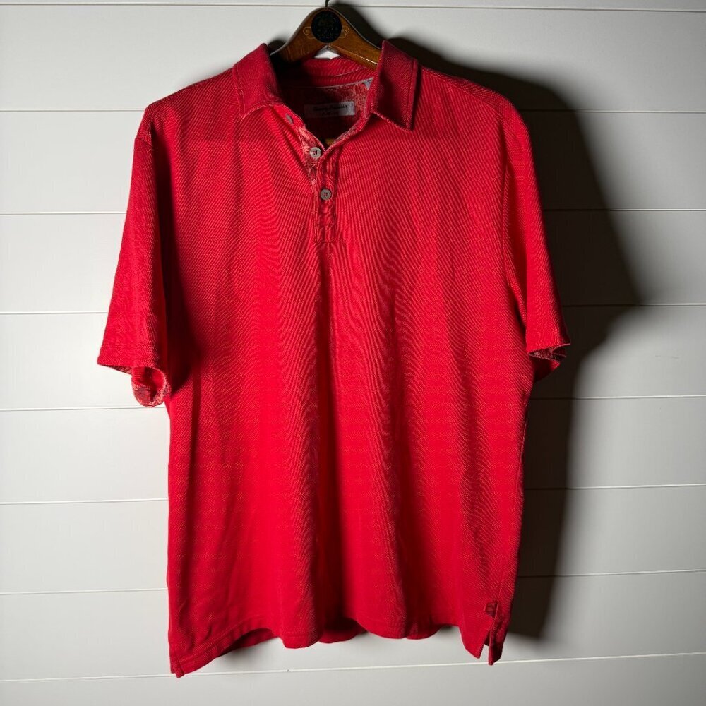 Tommy Bahama Island Zone Mens XL Solid Red Stretch Knit Polo Short Sleeve